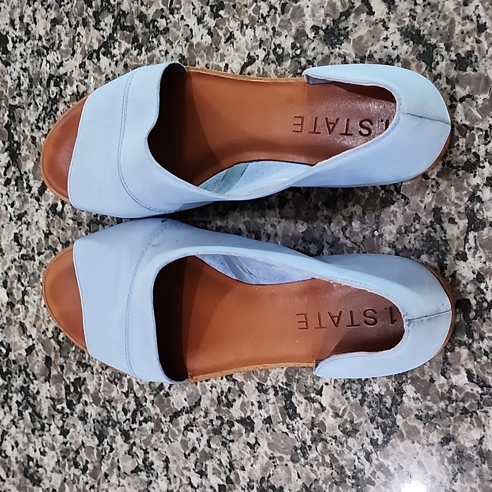 1. State Women's Celvin Open-toe Leather Creamy Blue Slip Slide Sandals 9M